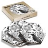 4 x Hexagon Coasters - Eyeball Flower Crow Raven Black