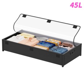 45L Rolling Under Bed Storage w/ Sturdy Handles & Oxford Cloth Lids for Clothes