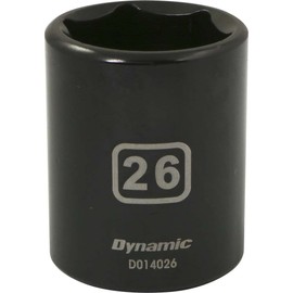 Dynamic Tools 1/2-Inch Drive 6 Point Metric, 26-Millimeter Standard Length, Impact Socket