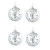 Gisela Graham Matt Silver Bauble with Sparkling Vines set of four