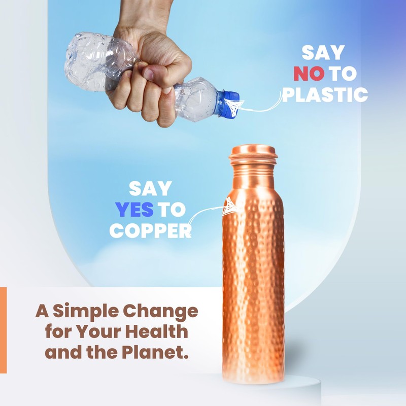 VedVision Copper Water Bottle - 32 Oz Pure Copper Water
