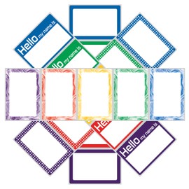 400 Pcs Hello My Name is Name Tags 2x3 Inch Rectangle Stickers, 5 Colors Badge Labels for School Work Office Conferences & Party, Name Tag with Borders, Adhesive Blank Name Sticker Sticker (Frame)