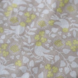 Hanafu Cloth Napkin Holder, Regular, Organic Cotton, 1 Piece, Cotton Bird Pattern, Beige