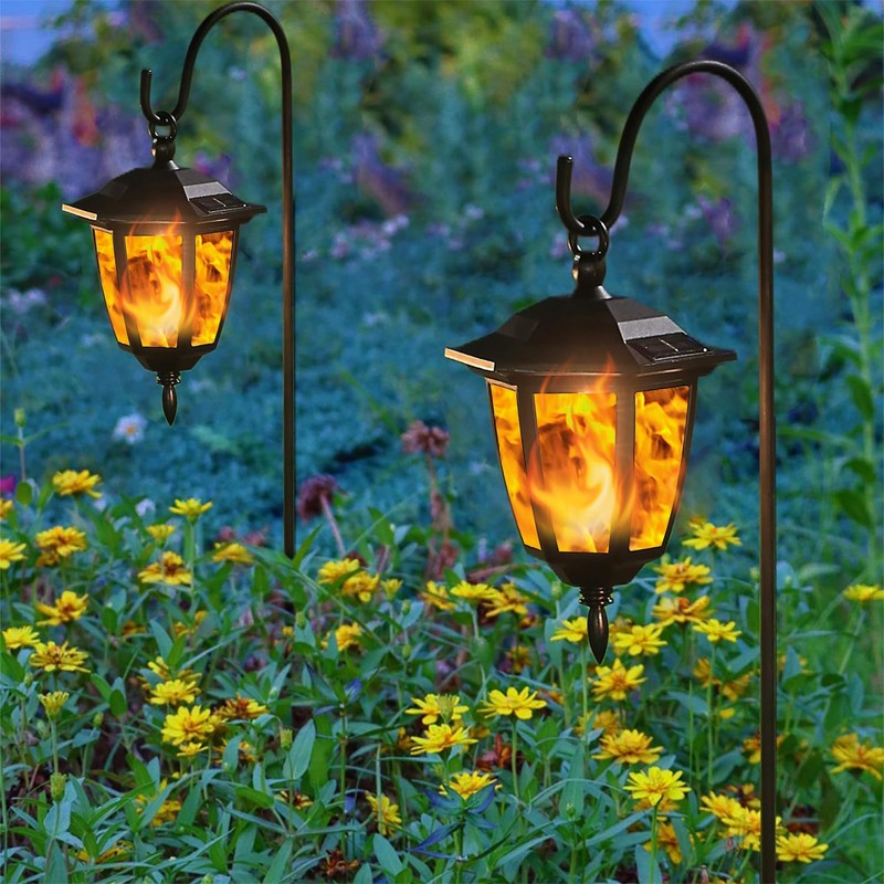 Dynaming 4 Pack Solar Flame Hanging Lights Outdoor, Halloween Solar