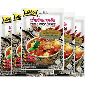 Lobo Thai Red Curry Paste - No MSG, No Preservatives, No Artificial Colors (Pack of 5)
