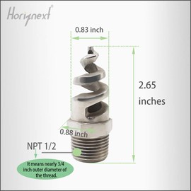 Horiznext NPT 1/2 spiral aerator lawn, stainless steel 316 hose sprayer nozzle atomizer,for garden, dust removing, fire proofing, gas and liquid cooling，（5 pcs）