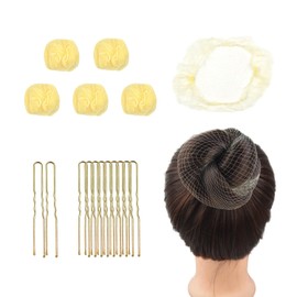 Hair Net Set- 50 pcs Invisible Mesh Hair Nets with 40 pcs U Shaped Bobby Pins for Women Girls Ballet Bun Maker Hair Accessories (Blonde)