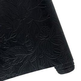 ONEART | Flower Embossed Textured Faux Leather, 12"×54" Floral Embossed Synthethic Pleather for Bows Earrings Sewing Projects-Black