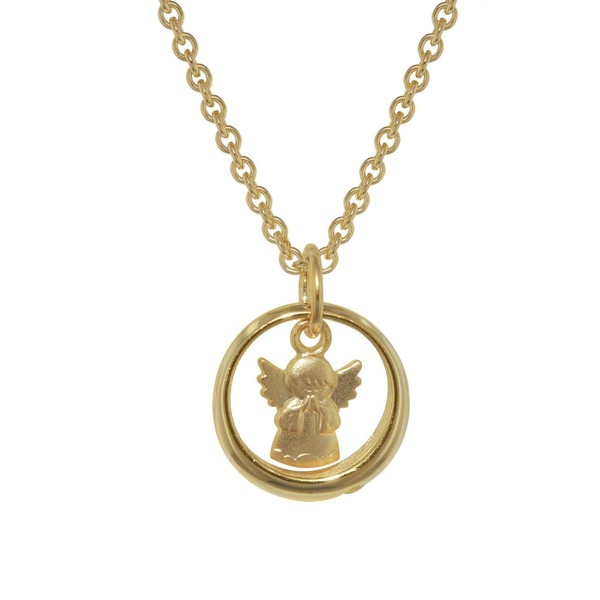 trendor Anhänger Taufring mit Engel Gold 333 mit goldplattierter Kette