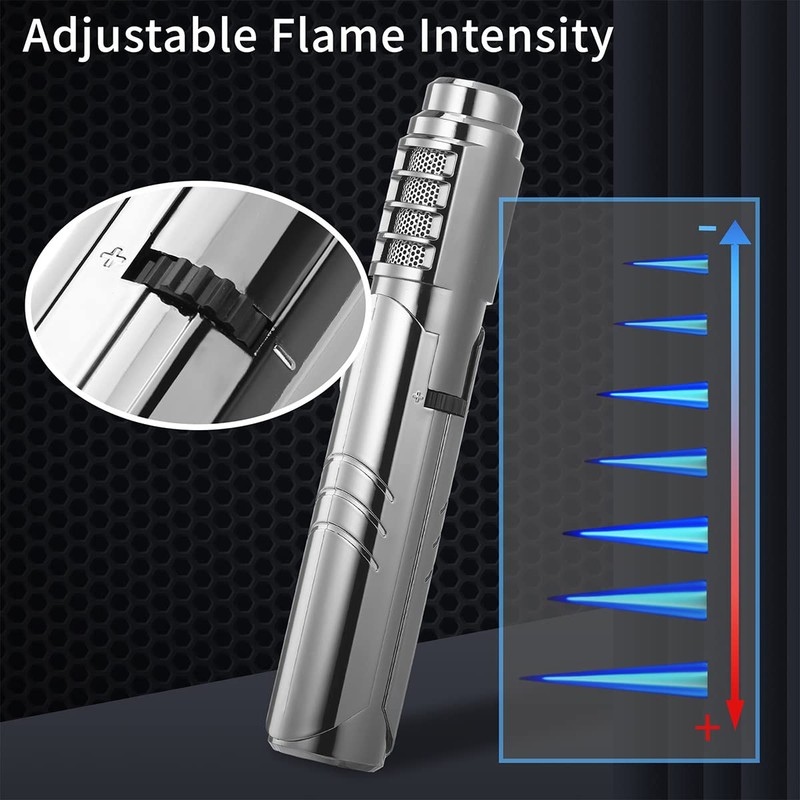 1800℃ Jet Torch Lighter,Butane Refillable Windproof Adjustable Flame Intensity with