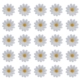 Ruwado 50 Pcs Daisy Flower Head 4 CM Artificial Chrysanthemum Silk Sunflowers for Wedding Bride Party Home DIY Crafting Decoration (White)
