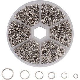 Round Ring Set of 6 (0.16, 0.2, 0.2, 0.2, 0.2, 0.3, 0.3, 0.3, 0.3, 0.3, 0.3 inches (3 mm), 0.2 inch (4 mm), 0.2 inches (6 mm), 0.3 inches (7 mm), 0.3 inches (8 mm), Iron Round Ring, Jump Ring,