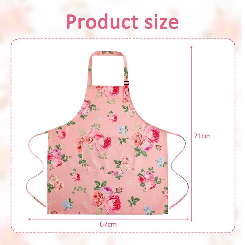 Aprons for Cooking,Pinny Apron with Pockets Floral Pattern,Waterproof and Adjustable
