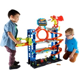 Hot Wheels Pista City Ultimate Garage con 4 Niveles y Dragón Devorador para Niños de 4 Años