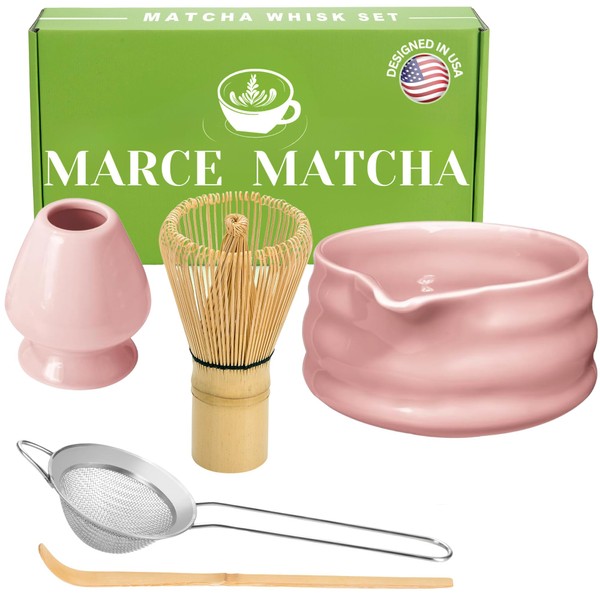 Marce Matcha Whisk Set- Matcha Bowl with Spout, Matcha Whisk,