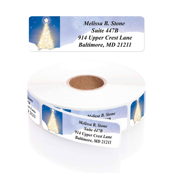 Shining Bright Holiday Wishes Designer Rolled Return Address Labels with
