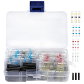 Heat Shrink Tubing 5 Sizes 100 Pcs Shrink Tubing Crimp Terminals Welding Sleeves Heat Shrink Wire Connectors Waterproof Crimp Sleeves Polyethylene Wire Connectors for Automotive, Motorcycle, Machinery