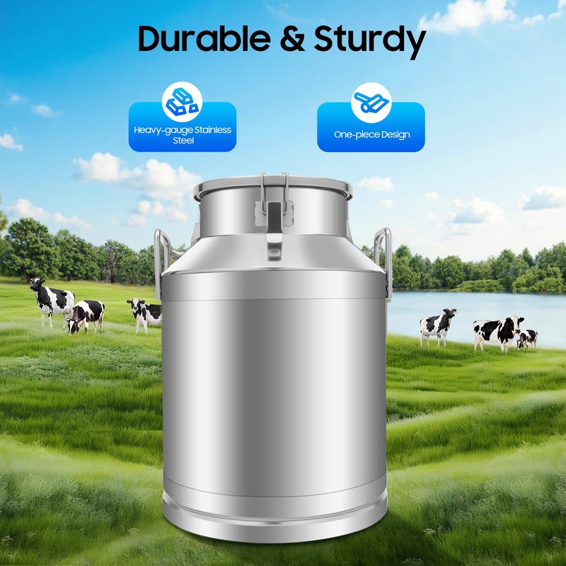 50L/13.3 Gallon Stainless Steel Milk Can - Heavy Duty Milk