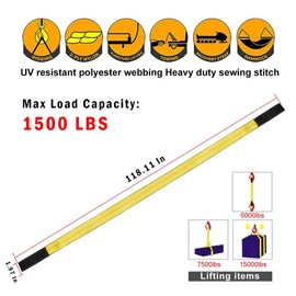 Acescen Lifting Strap Heavy Duty Lift Sling Straps Industrial Web Sling Industrial Flat Eye-Eye Ropes for Construction 10feet x 2inch 2Pack