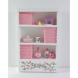 Town Square Miniatures Dolls House Miniature Bathroom Furniture Shelf Unit Pink Towels & Accessories