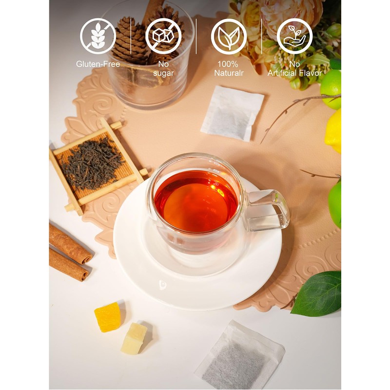 TeeLux Decaf Hot Cinnamon Black Tea, Decaffeinated Black Tea with