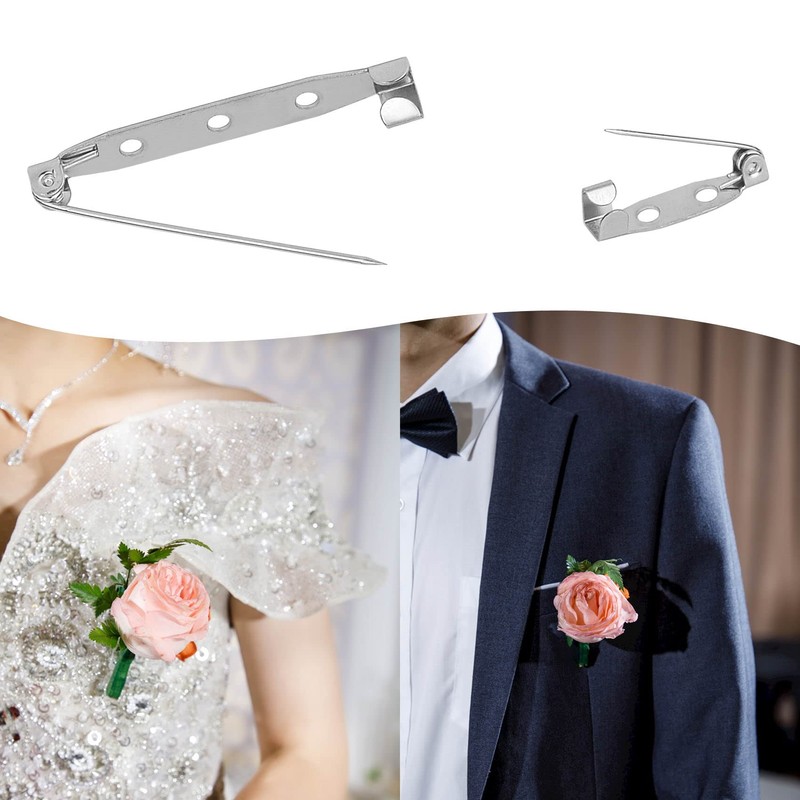 50 Pcs Brooch Pins, 4-Size Pack of Safety Pins, Silver