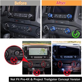 Car Center Console Air Conditioner Volume Knob Button Trim Cover Compatible with Nissan Frontier 2022-2025 Car A/C Switch Button Circle Ring Radio Volume Knob Protection Accessories(Not fit Pro-4x)