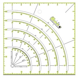 Acrylic Quilting Ruler, 8" X 8" Multi-functional Template, Arcs & Fans Quilt Circle Cutter Ruler for Patchwork, Sewing(Yellow)
