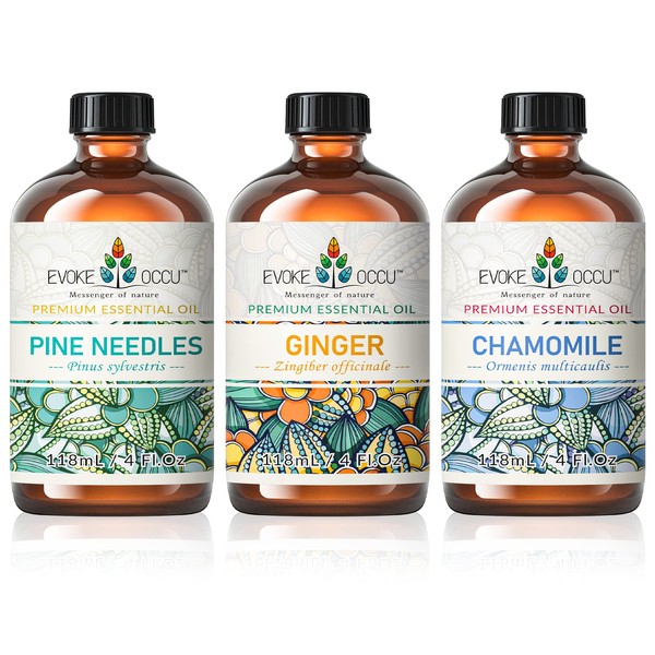 EVOKE OCCU Pine Needle Essential Oil 4 Oz, Pure Ginger