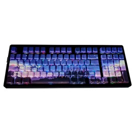 JSJT PBT Keycaps-Side Printed Keycap Set Double Shot Shine Through Custom Keycaps Cherry Profile Gradient Purple Keycaps 126 Keys Dawn Themed Keycaps for Cherry Mx Switchs Mechanical Keyboard