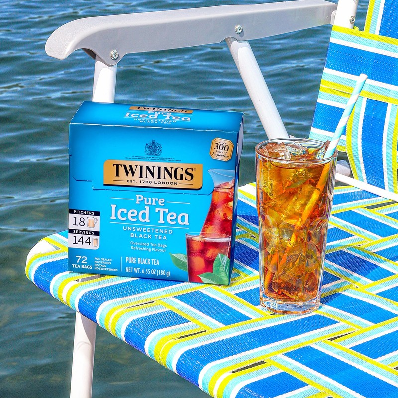 Twinings Black Iced Tea, 72 Oversized Tea Bags, Makes 18
