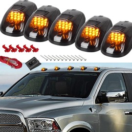 YUK For Dodge Ram Truck SUV 4x4 5 Smok Lense Black 12 LED Cab Roof Top Marker Running Clearance Light