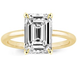 RURULUYA 3.5CT Elongated Emerald Cut Engagement Rings for Women, 925 Sterling Silver 18K Yellow Gold Plated Ring, Simulated Diamond Promise Ring Size 8.5#