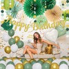 Sage-Green Gold Birthday Decoration,Happy Banner,Olive Retro Paper Lanterns Neutral Tissue