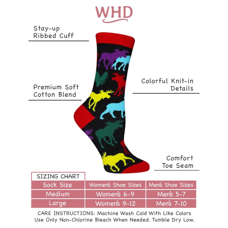WHD Moose Pop Socks (Black, Large)