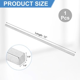 uxcell Square Steel Key Stock, 1/4" x 1/4" x 12" Cold-Drawn 45# Steel Bars Precision Key Stock for Gearbox Coupling, Silver Tone