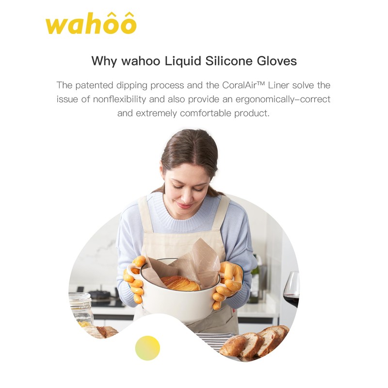 wahoo Professional Liquid Silicone Oven Mitts Gloves, Heat Resistant Gloves