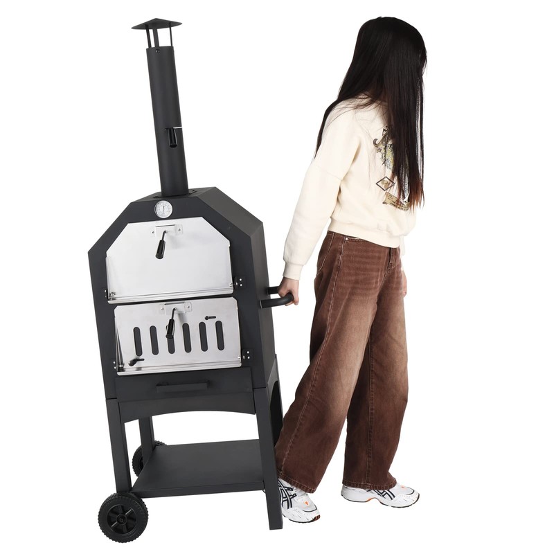 Outdoor Wood Fired Pizza Oven with Pizza Stone, Pizza Peel,