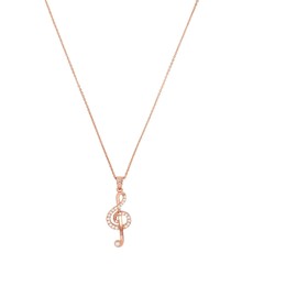 Amor Women's Necklace with Pendant Made of 925 Sterling Silver with Synthetic Zirconia 45 cm Treble Clef Comes in Jewellery Gift Box, Sterling Silver, Cubic Zirconia