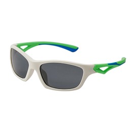 Polarised Sports Sunglasses for Children Boys and Girls (3-8 Years), Glasses Holder + Glasses Bag, White