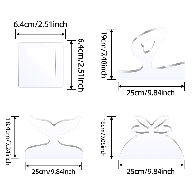 Charcuterie Board Templates, 4pcs Acrylic Router Template, 5mm Christmas Clear