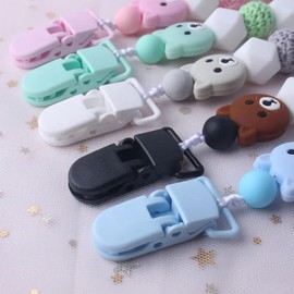 Demearly Pacifier Clip 3/4" Bib Clips Girls Baby for Pacifier Strap Holder Clips, 10PCS