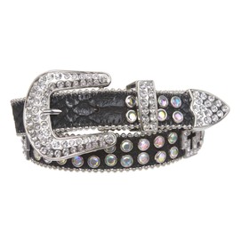 Kids 2,5 cm (25 mm) Western Cowgirl Cruz Rhinestone Studded cinturón Skinny, Negro