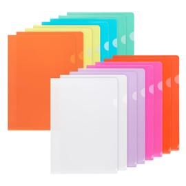 Agoer A4 Plastic Sleeves, 16 PCS Clear File Paper Cover, 8 Colours Plastic Wallets A4, Plastic Folder A4, Side Cut File Cover for Files Protection for Report, Presentation, Documents