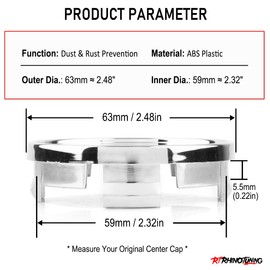 RhinoTuning 4 PCS 63 mm Wheel Center Caps Compatible With Aveo Camaro Camry Cobalt HHR Impala Silverado Volt RAM JOURNEY Patriot GS, OD: 2.48" / 63 mm ID: 2.3" / 54.8 mm Chrome Wheel Trims