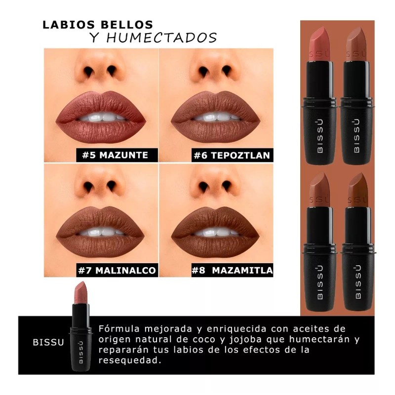 Bissú Labial Bissu Humectantes Tonos Nude Cafe 8 Piezas
