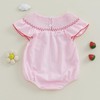 Kayotuas Newborn Baby Girls Smocked Bubble Romper Cute Embroidery Ruffle