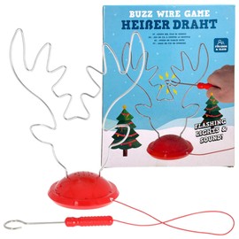 MIJOMA Christmas Game Party Game Hot Wire Reindeer, Christmas Party Game with Light and Sound Effect, 22 x 17 x 9.5 cm, Great Fun for the Whole Family