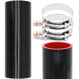 Taigoehua 2 1/2inch(63mm) Silicone Coupler Straight Hose Rubber 4-Ply 5mm Thickness 8inch Length for Intake Exhaust Pipe Intercooler Coolant Turbo Tube 2.5×8 With 2 PCS Stainless Steel T-clamps
