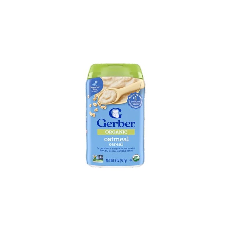 Gerber Stage 1 Baby Food, Organic Baby Oatmeal Cereal, 14g